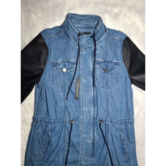 NWT|BLANK NYC Mixed Media Denim Zippered Parka Jacket, SMALL - Picture 7 of 12